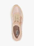 Dune Eilin Leather Wedge Heel Trainers, Rose Gold