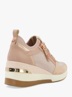 Dune Eilin Leather Wedge Heel Trainers, Rose Gold, 3
