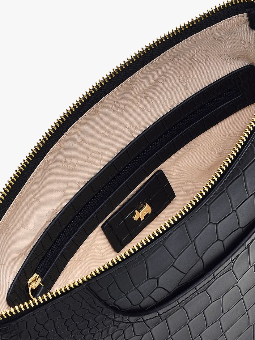 Radley Pockets 2.0 Medium Croc Leather Cross Body Bag, Black