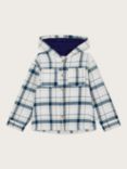 Monsoon Kids' Check Lined Hooded Shacket, Navy