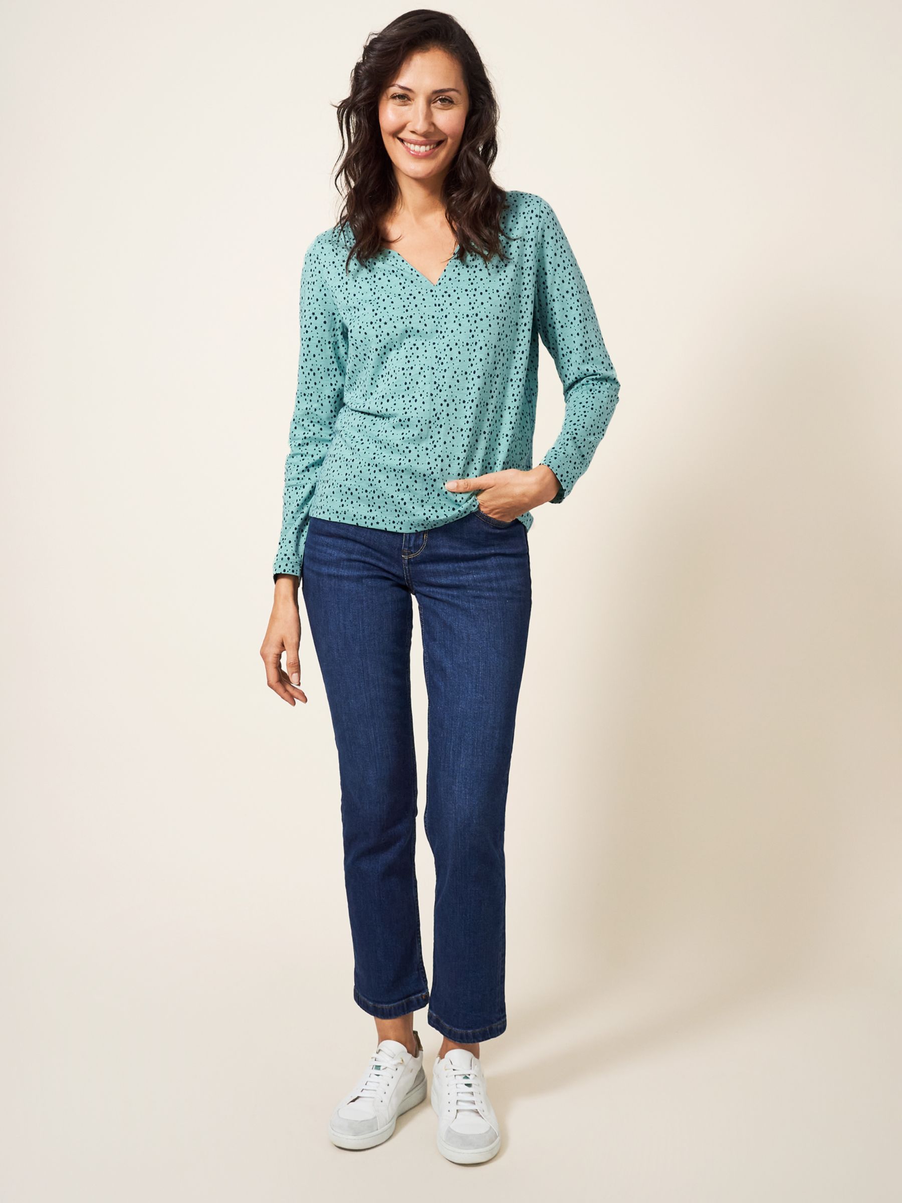 slå fiktion Genoplive White Stuff Nelly Long Sleeve Top, Teal at John Lewis & Partners