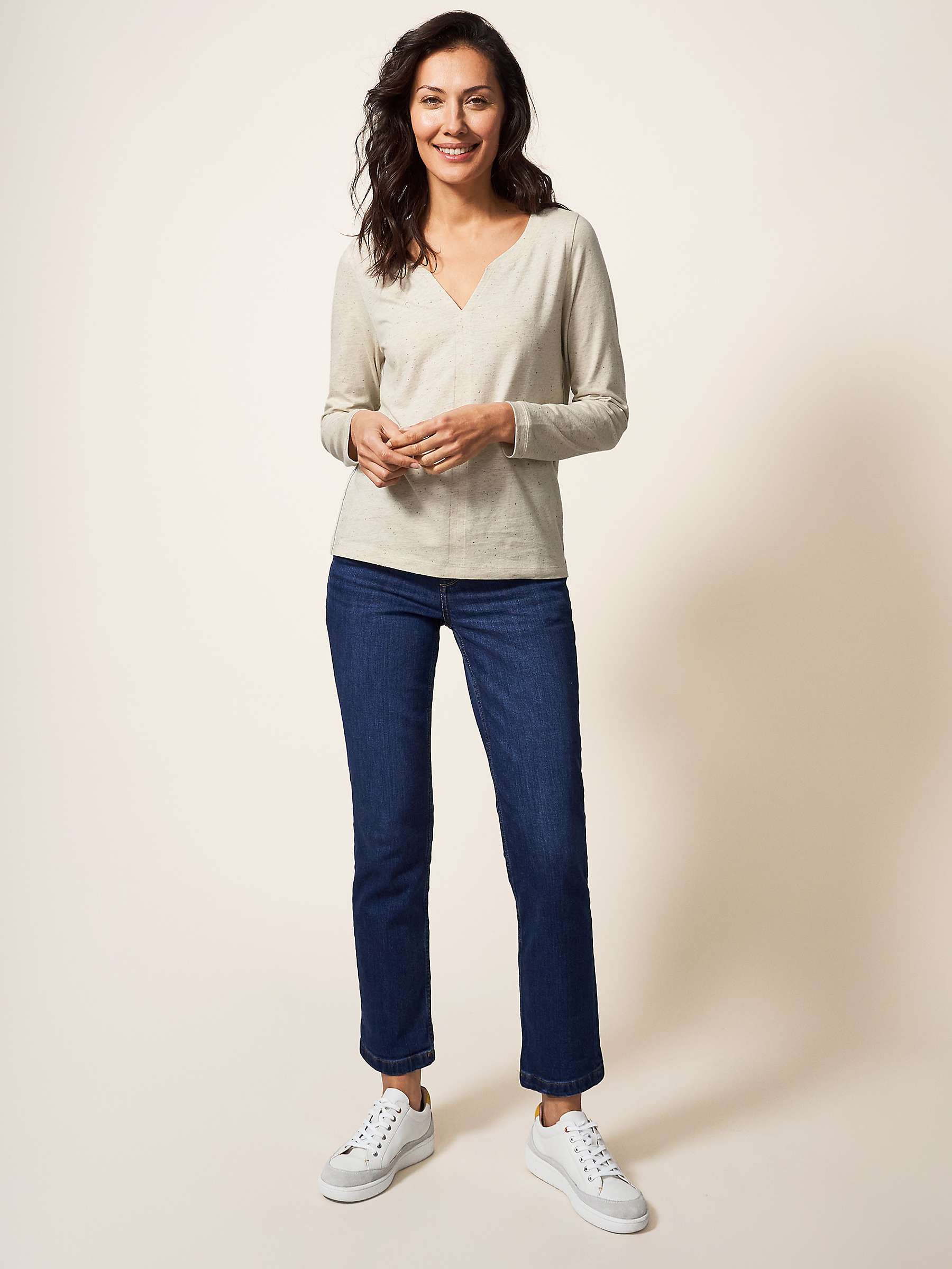 White Stuff Nelly Long Sleeve Top, Beige at John Lewis & Partners