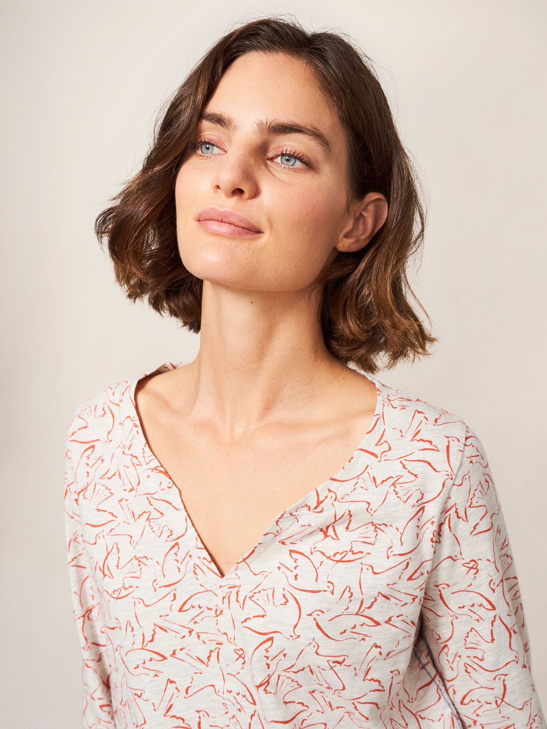 White Stuff Nelly Long Sleeve Top, Orange at John Lewis & Partners