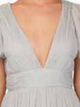 Lace & Beads Maddison V-Neck Layered Skirt Midi Dress, Light Grey