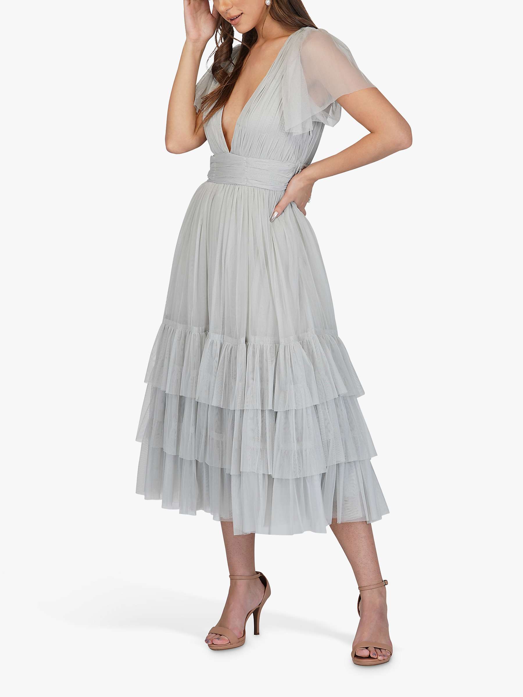 Buy Lace & Beads Maddison V-Neck Layered Skirt Midi Dress Online at johnlewis.com