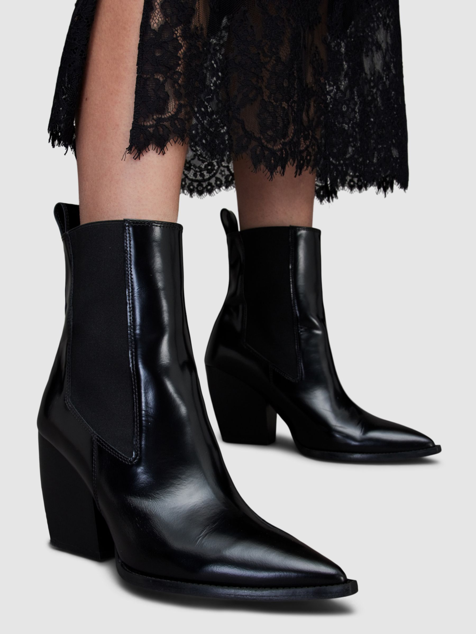 Buy AllSaints Ria Leather Ankle Boots Online at johnlewis.com