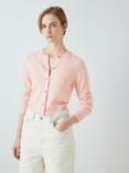 John Lewis Cashmere Crew Neck Cardigan, Light Pink