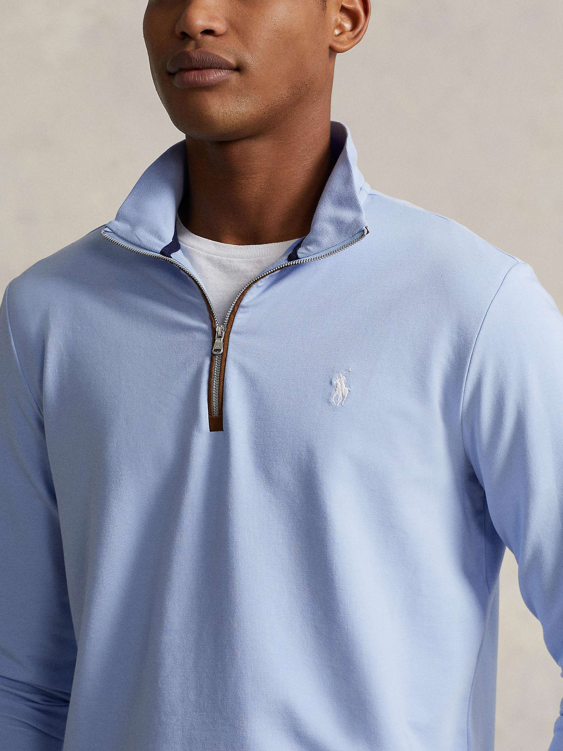 Buy Polo Ralph Lauren Long Sleeve Zip Golf Jersey Top, Elite Blue Online at johnlewis.com