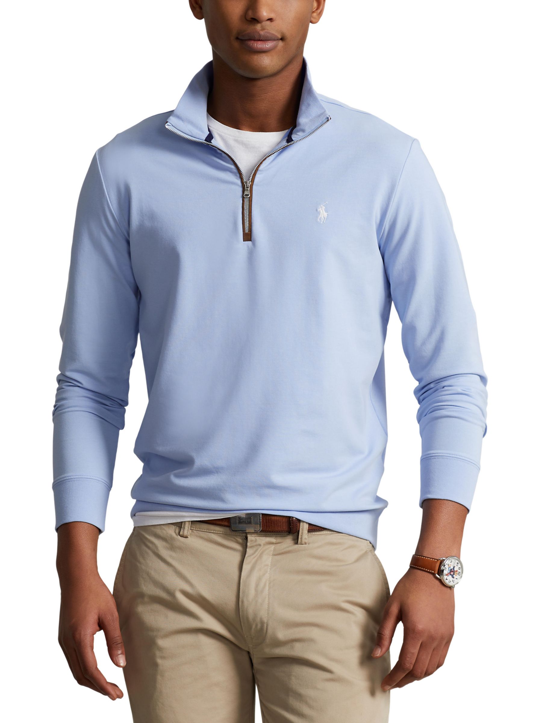 Polo Ralph Lauren Long Sleeve Zip Golf Jersey Top, Elite Blue, L