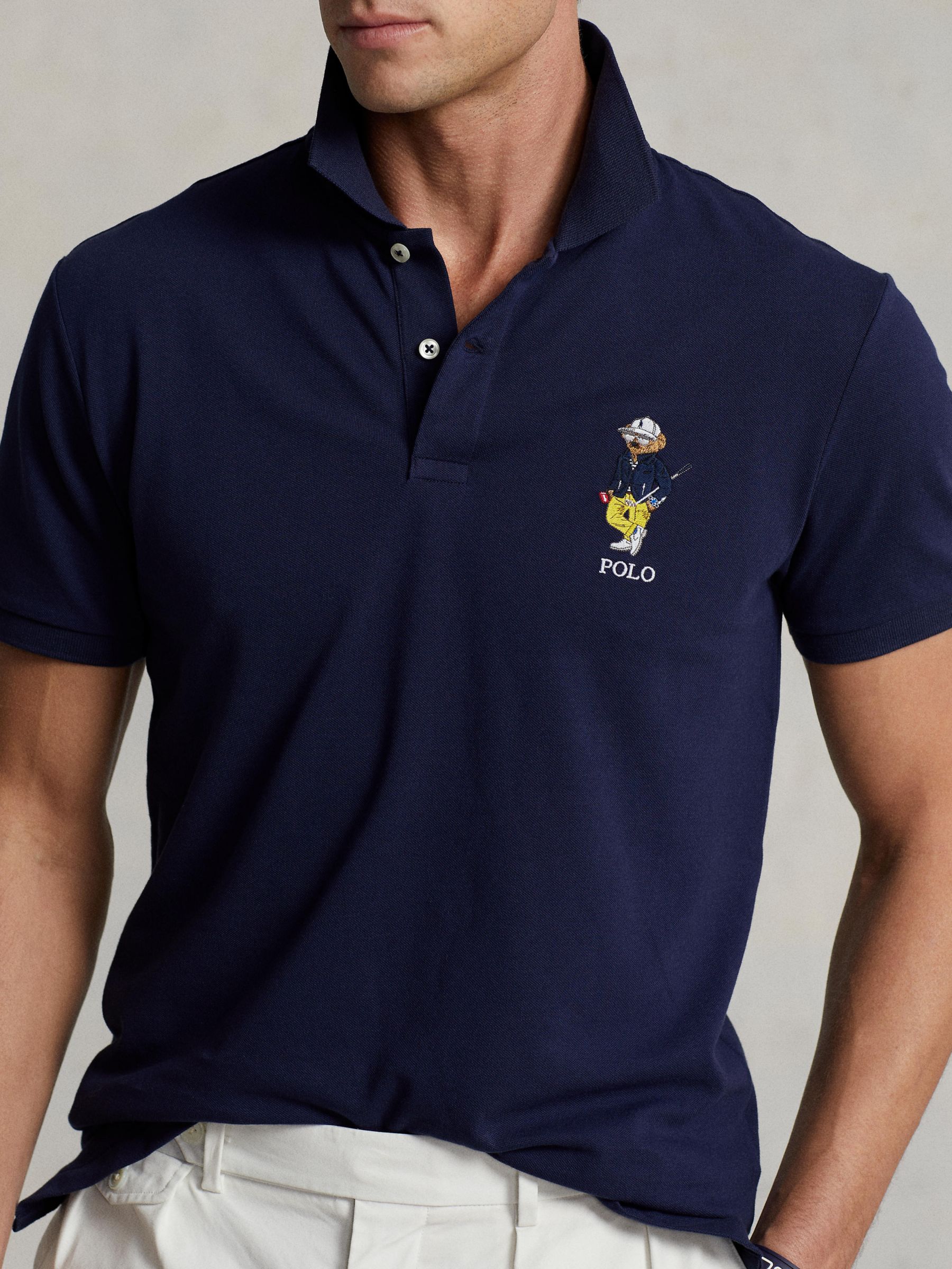 Polo Ralph Lauren Bear Short Sleeve Polo Shirt, French Navy at John Lewis &  Partners