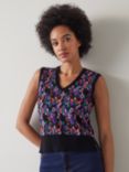 L.K.Bennett Joy Pop Floral Print Vest, Black/Multi