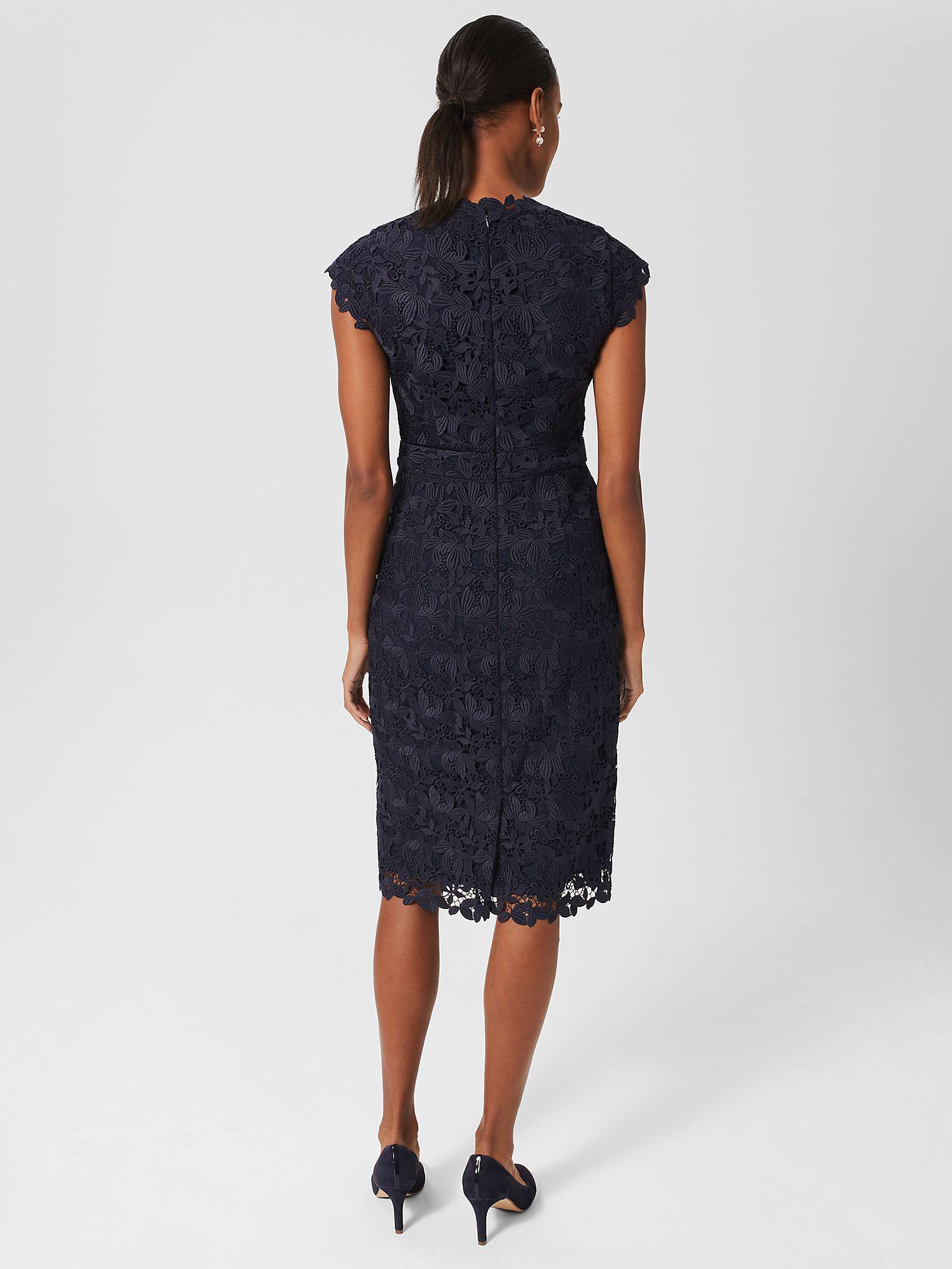 Buy Hobbs Larissa Lace Knee Length Dress, Midnight Navy Online at johnlewis.com