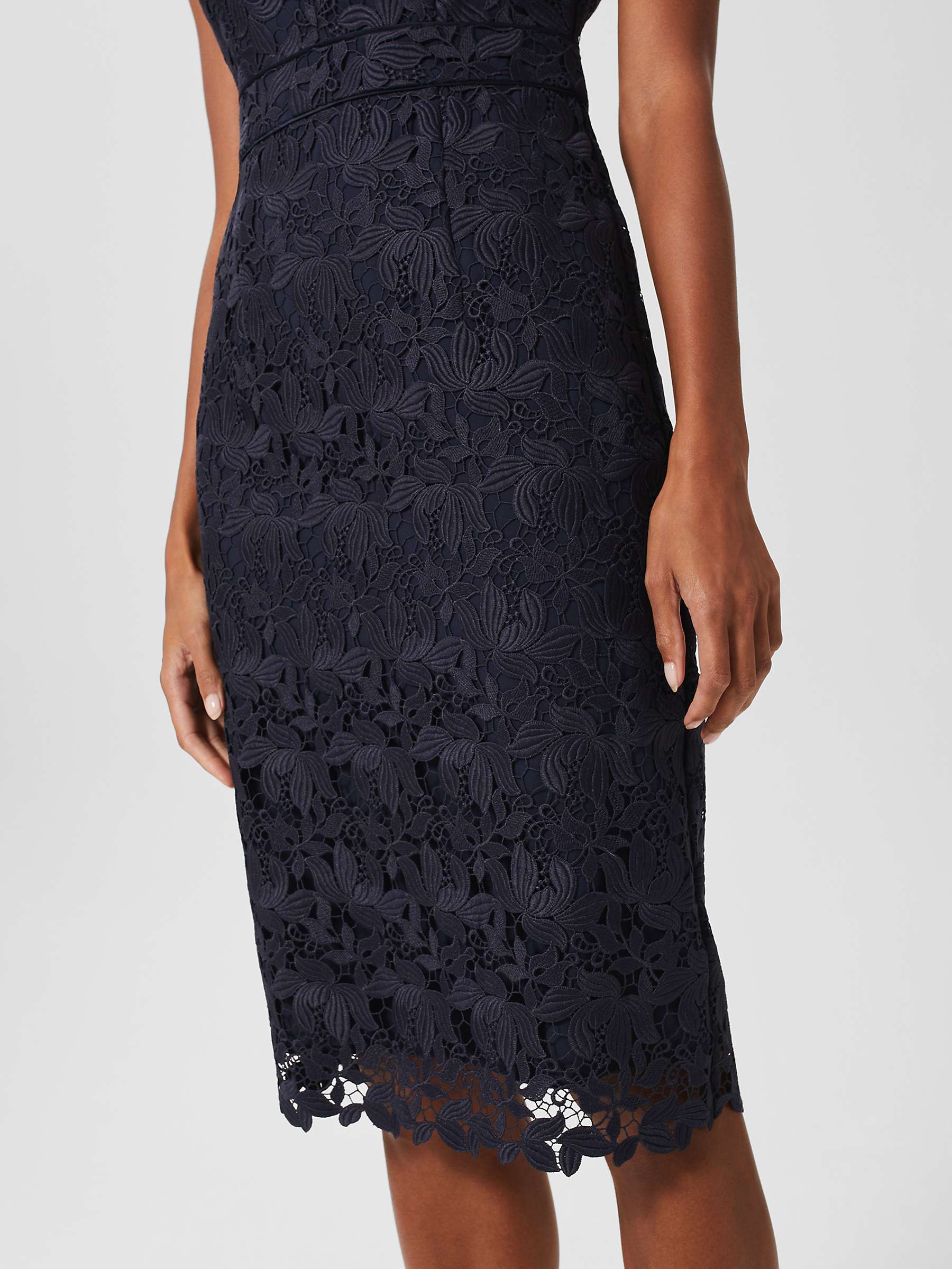 Buy Hobbs Larissa Lace Knee Length Dress, Midnight Navy Online at johnlewis.com
