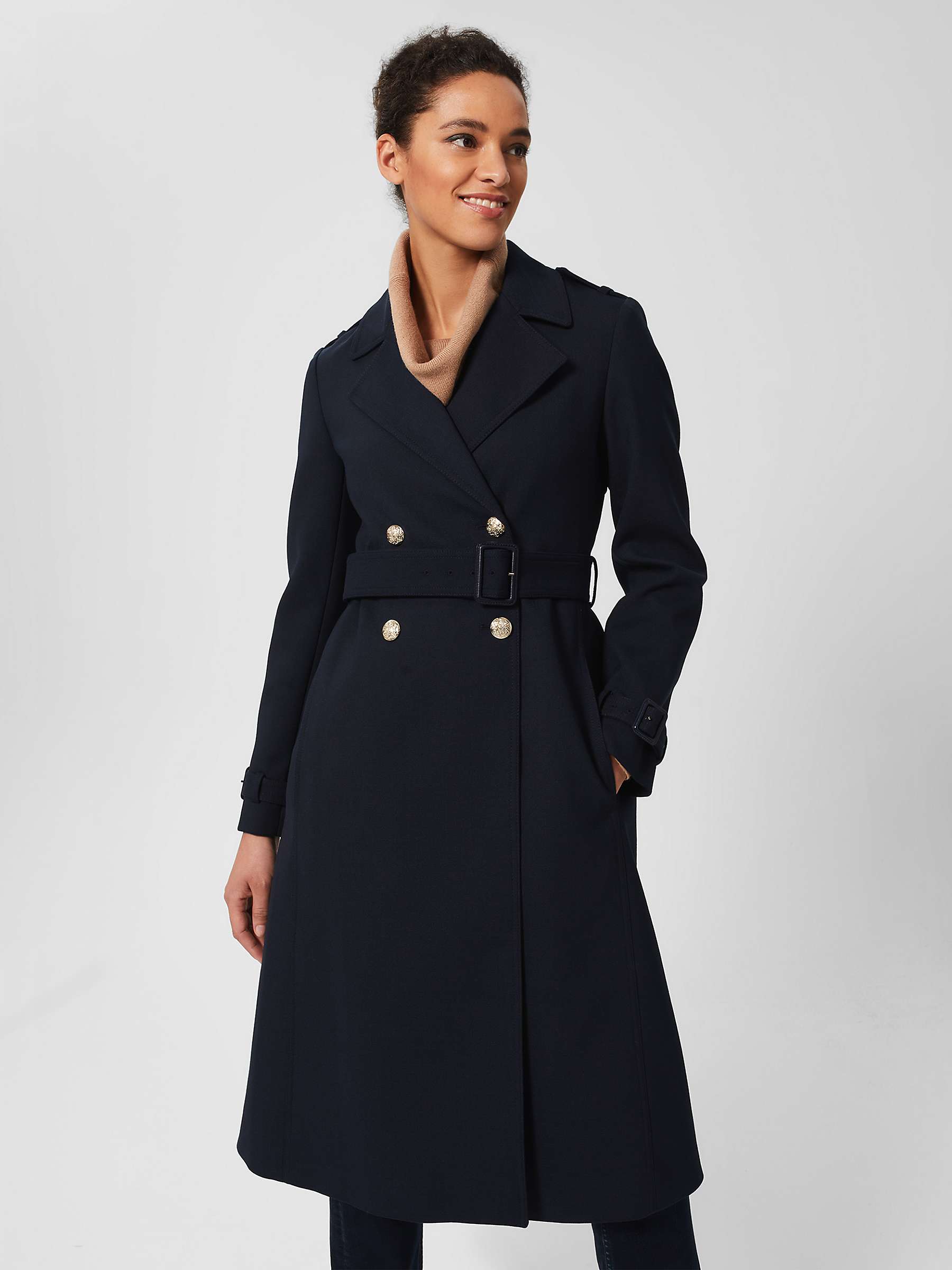 Buy Hobbs Isabelle Wool Blend Trench Coat, Navy Online at johnlewis.com