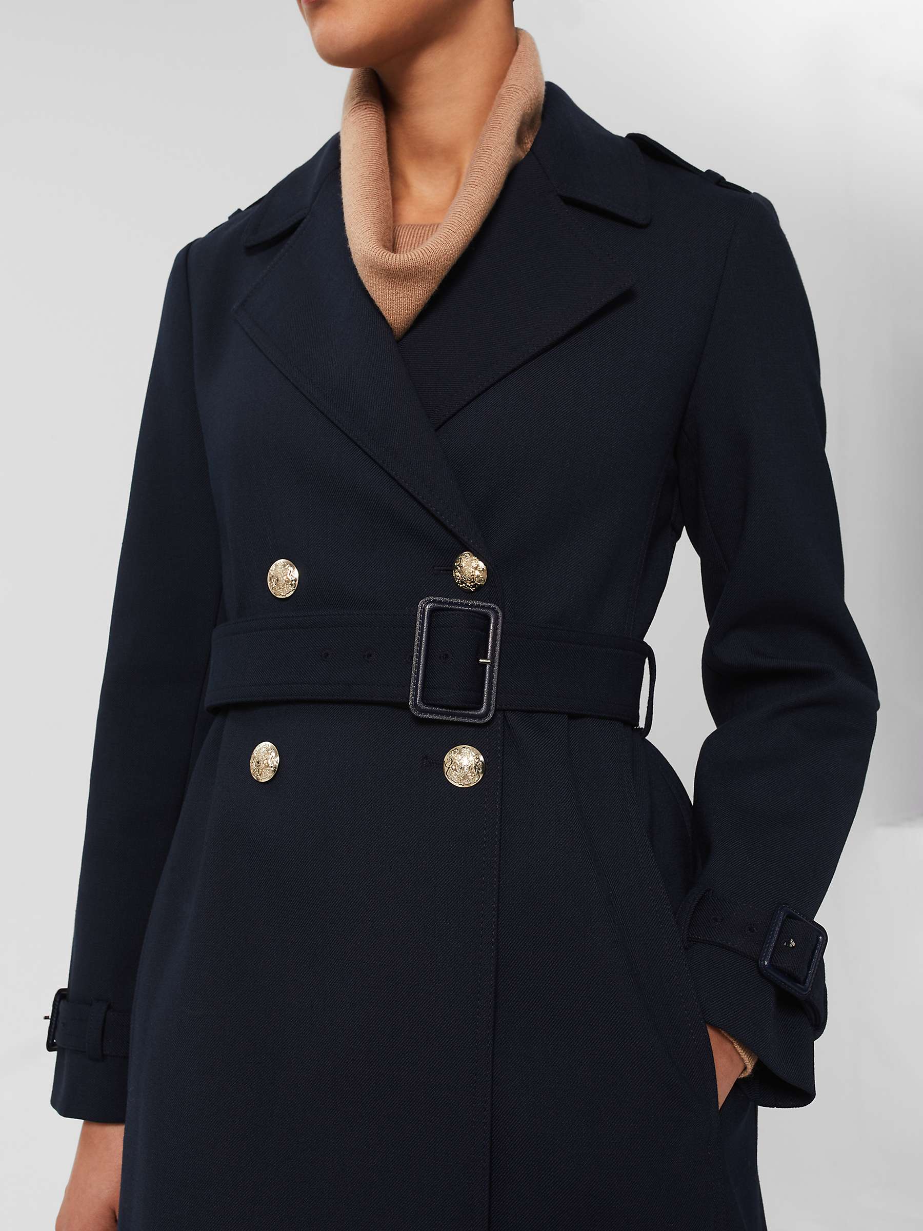 Buy Hobbs Isabelle Wool Blend Trench Coat, Navy Online at johnlewis.com