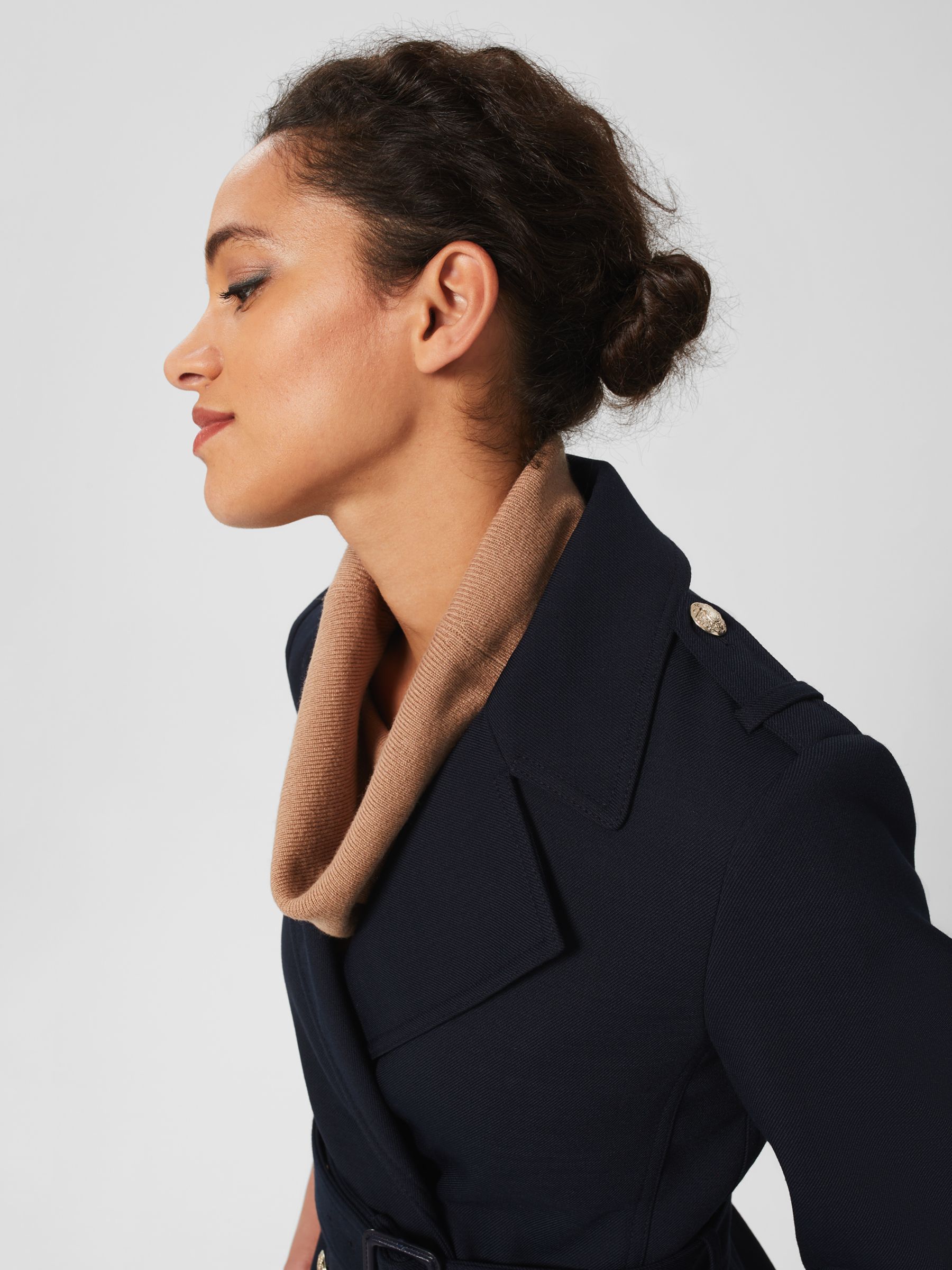 Buy Hobbs Isabelle Wool Blend Trench Coat, Navy Online at johnlewis.com