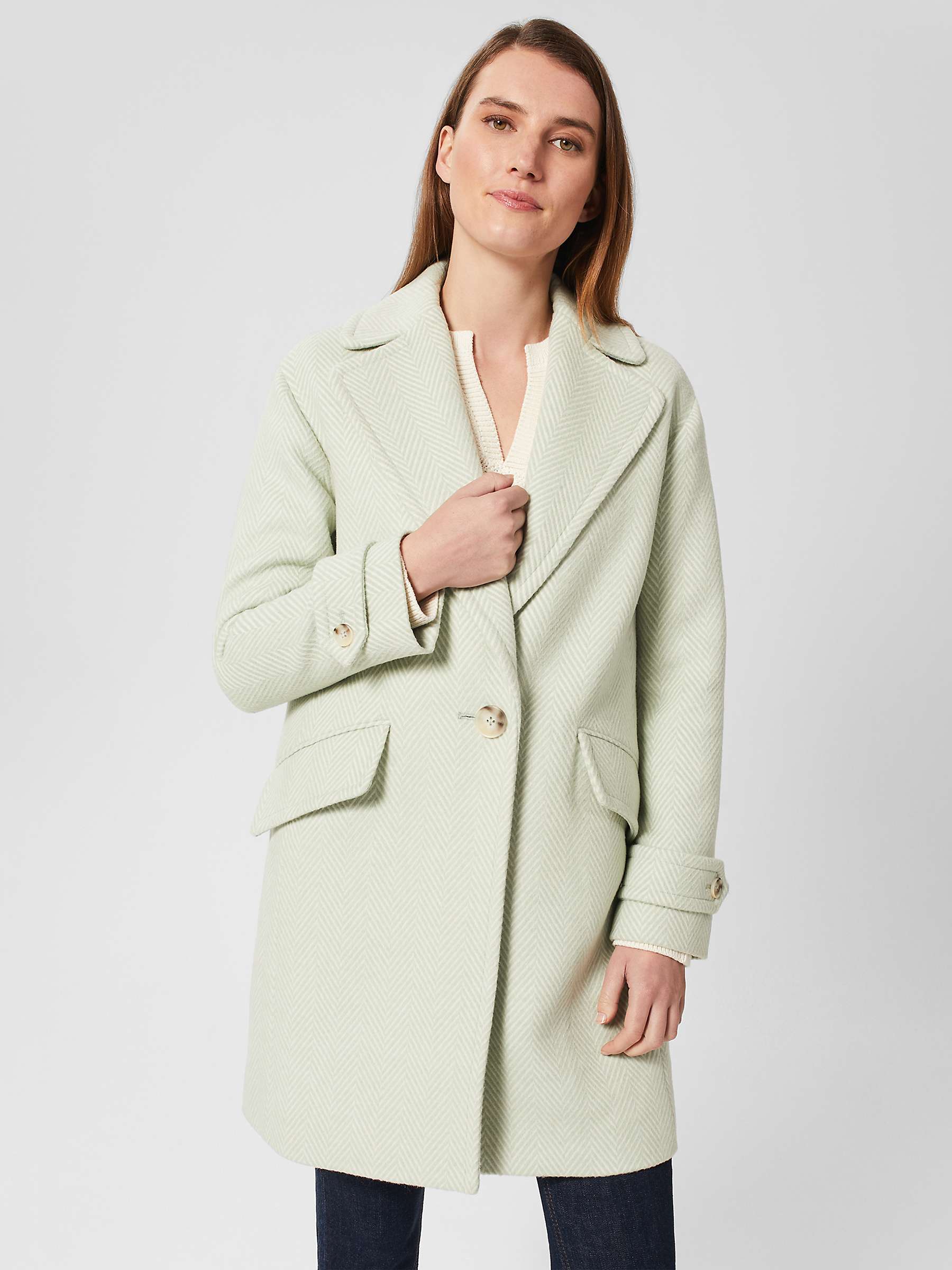Buy Hobbs Lillie Wool Blend Coat, Green Ivory Online at johnlewis.com