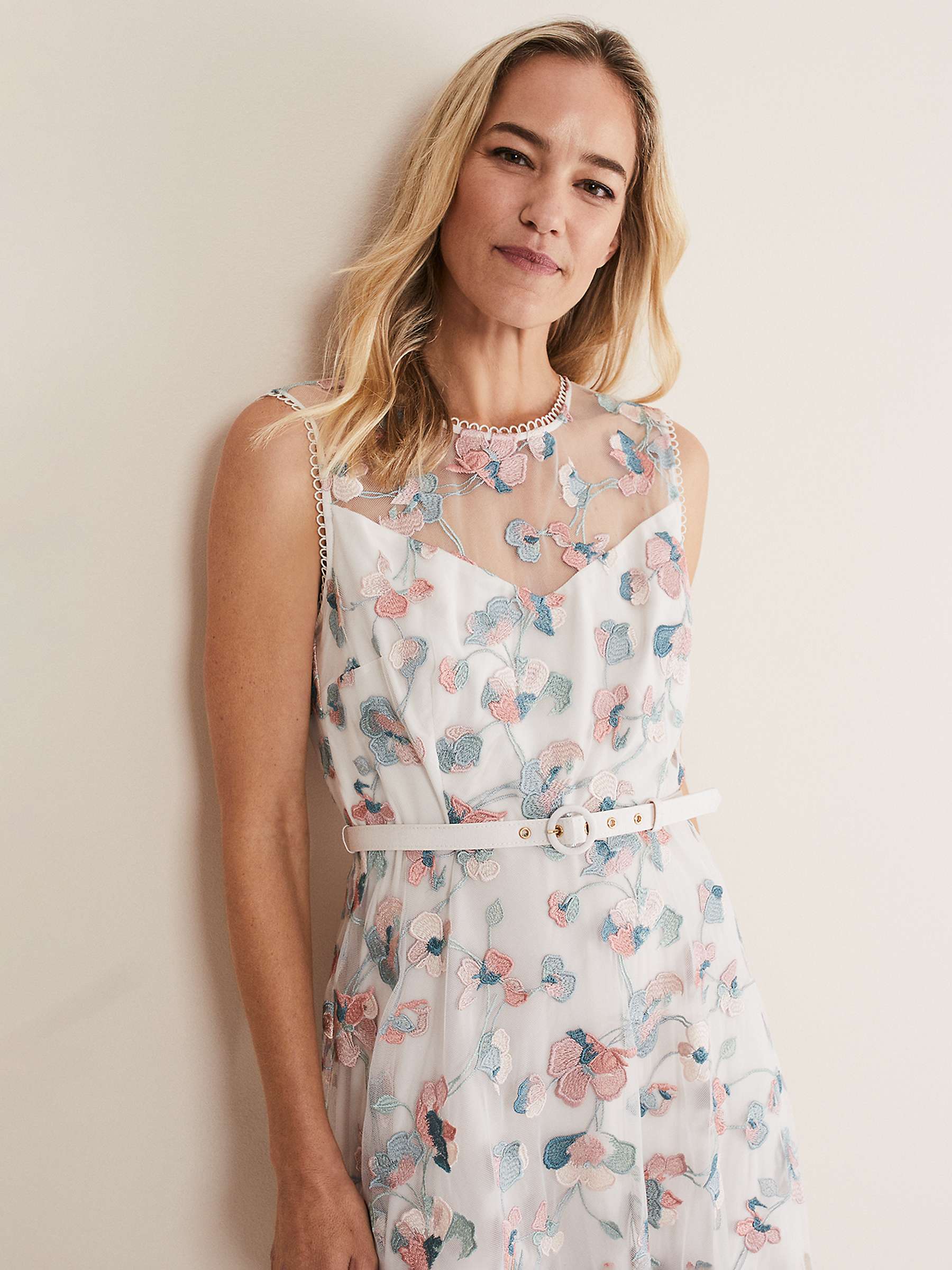 Buy Phase Eight Leighton Embroidered Knee Length Dress, Pale Petal/Multi Online at johnlewis.com