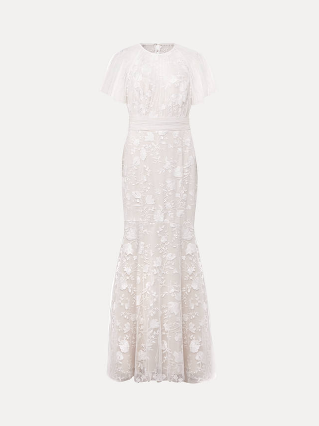 Phase Eight Delilah Mesh Embroidered Maxi Wedding Dress, Parchment