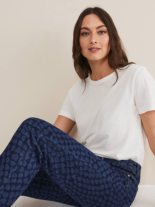 Phase Eight Petra Heart Jeans, Mid Blue at John Lewis & Partners