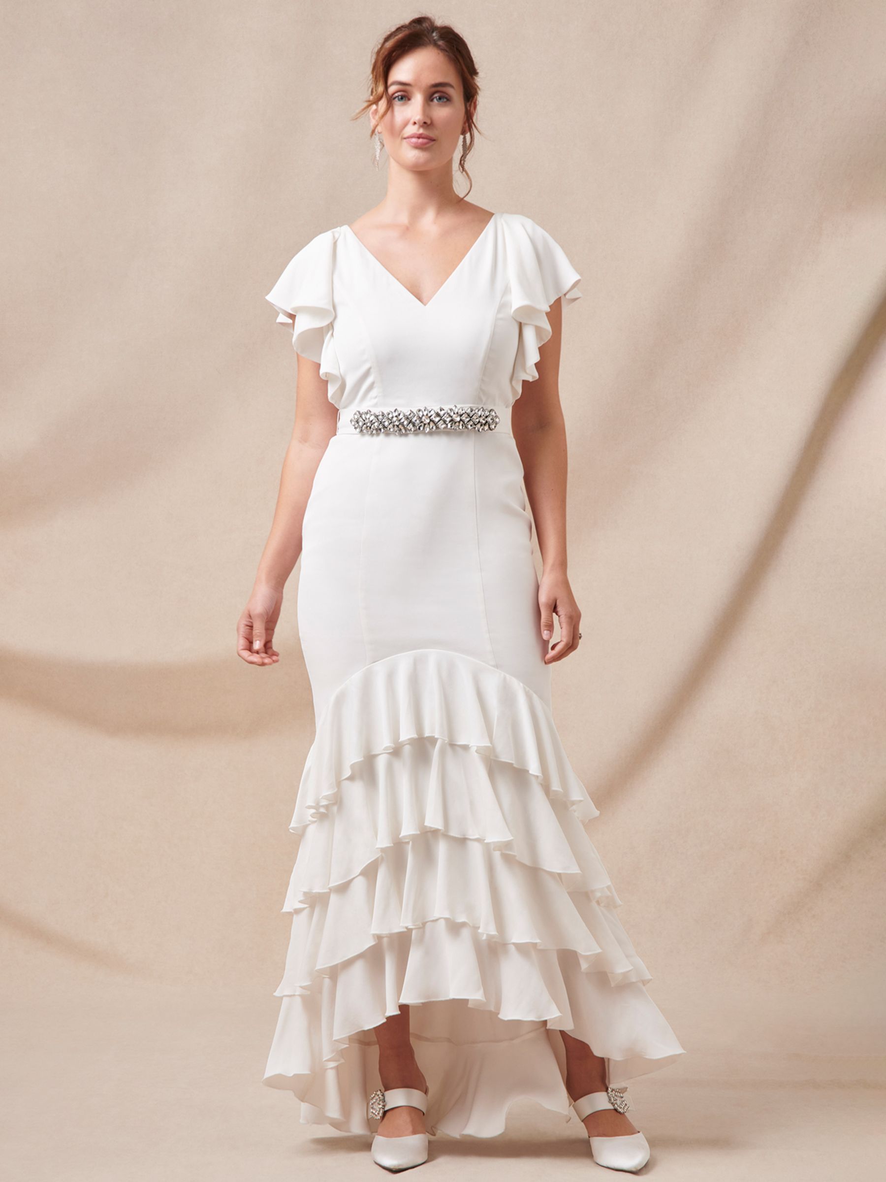 Buy Phase Eight Ellery Embellished Frill Maxi Dress, Parchment Online at johnlewis.com