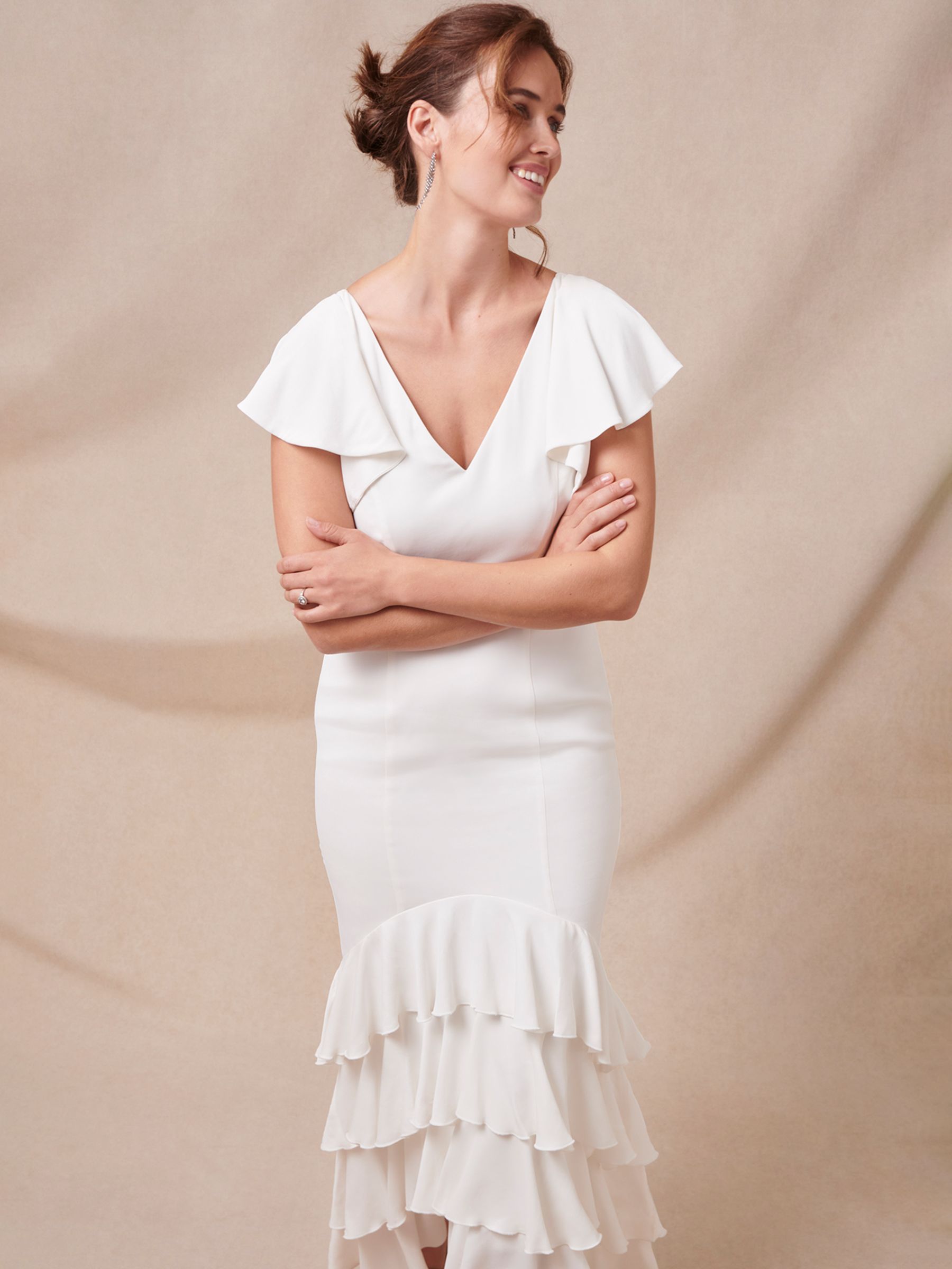 Buy Phase Eight Ellery Embellished Frill Maxi Dress, Parchment Online at johnlewis.com