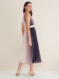 Phase Eight Simara Ombre Pleat Midi Dress, Latte/Navy