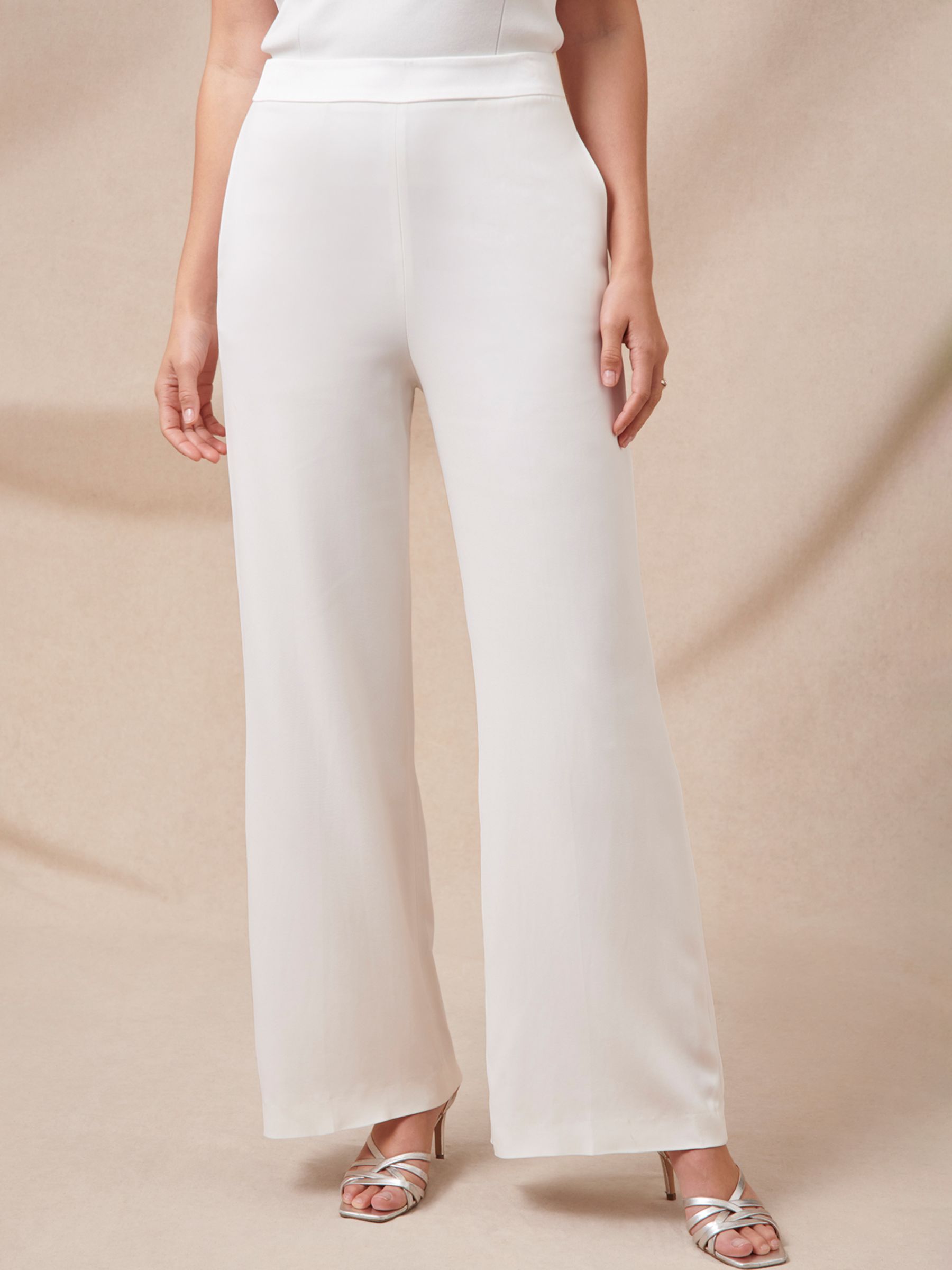 Phase Eight Beatriz Satin Contrast Bridal Trousers, Ivory at John Lewis ...