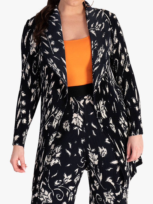 chesca Floral Waterfall Jacket, Navy/Ivory