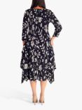 chesca Layered Midi Floral Dress, Navy/Ivory