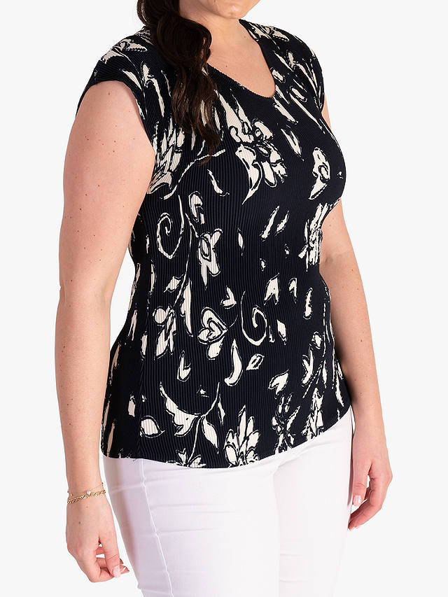 chesca Floral Cap Sleeve Top, Navy/Ivory