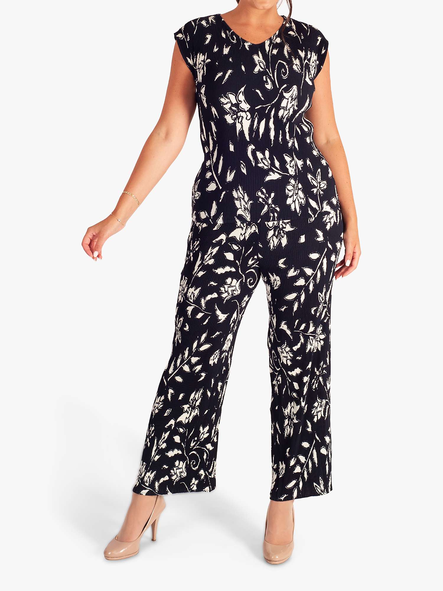 Buy chesca Floral Cap Sleeve Top, Navy/Ivory Online at johnlewis.com