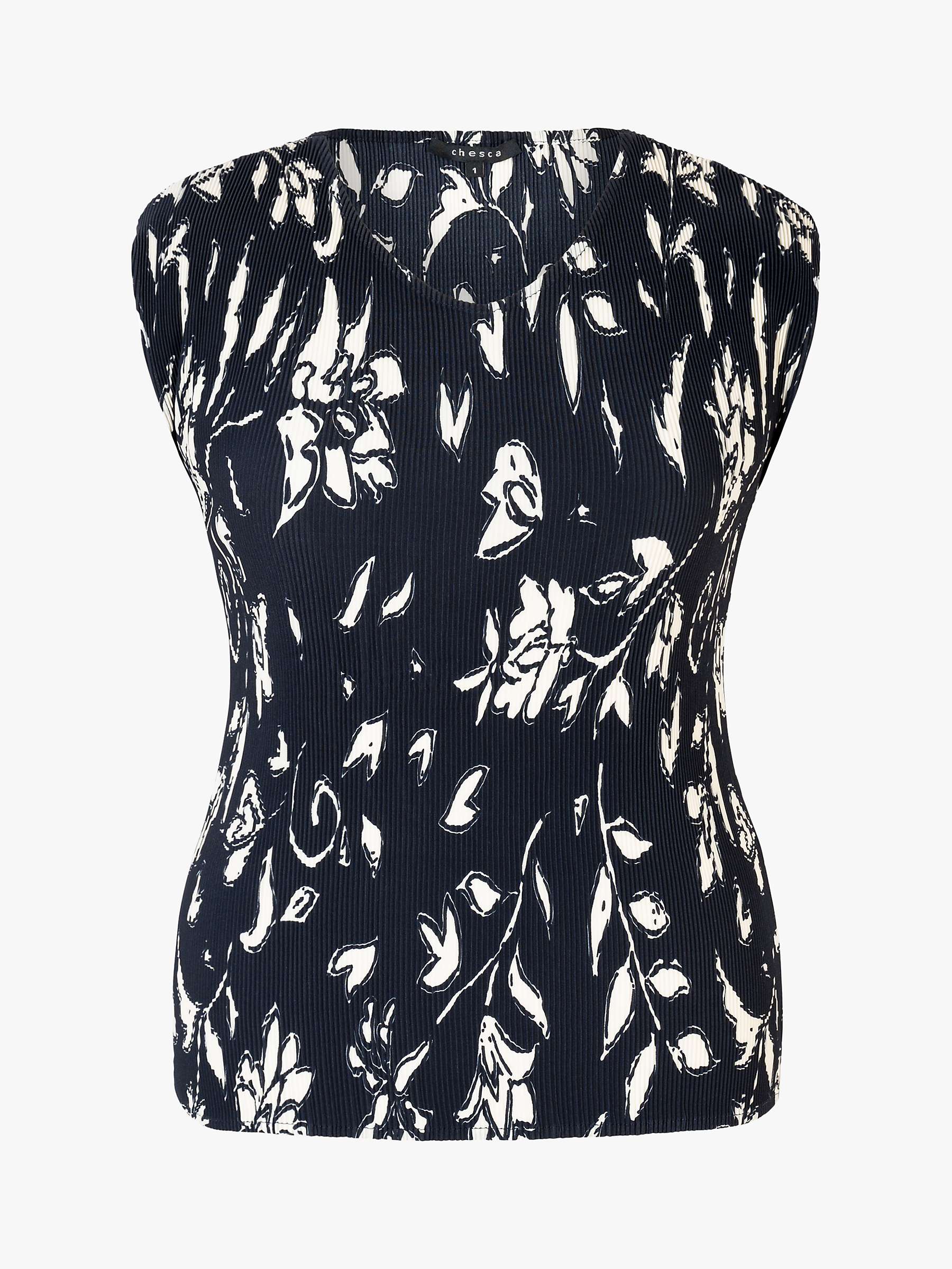 Buy chesca Floral Cap Sleeve Top, Navy/Ivory Online at johnlewis.com