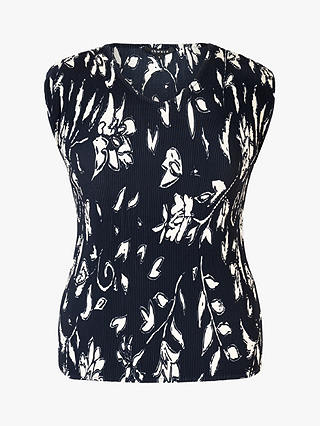 chesca Floral Cap Sleeve Top, Navy/Ivory