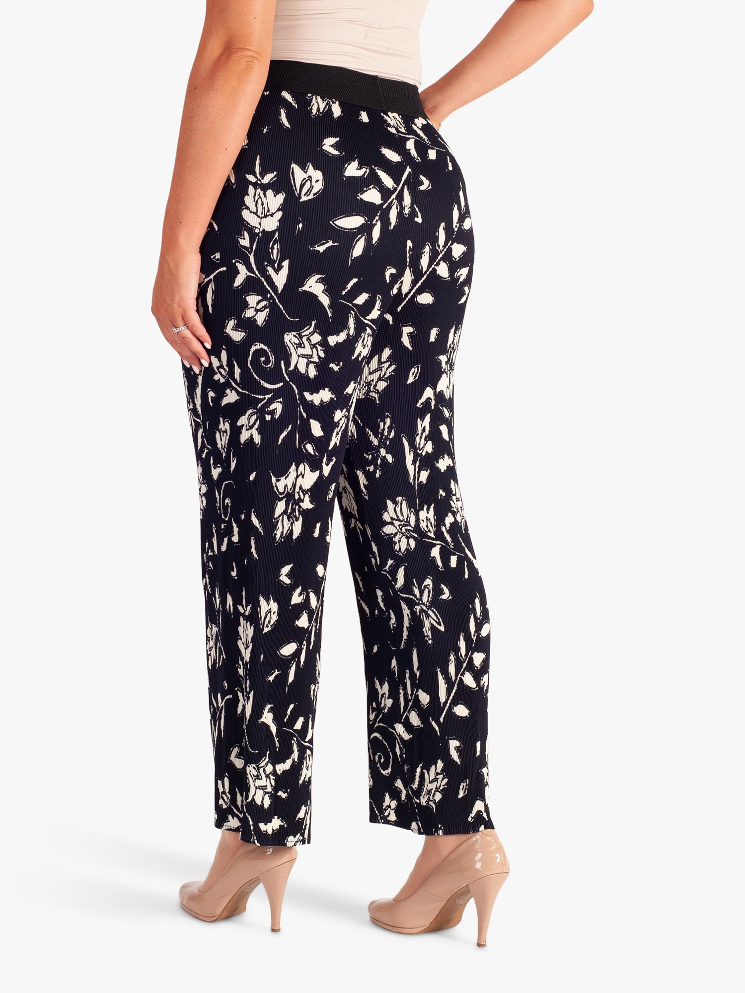 Buy chesca Floral Plisse Trousers, Navy/Ivory Online at johnlewis.com