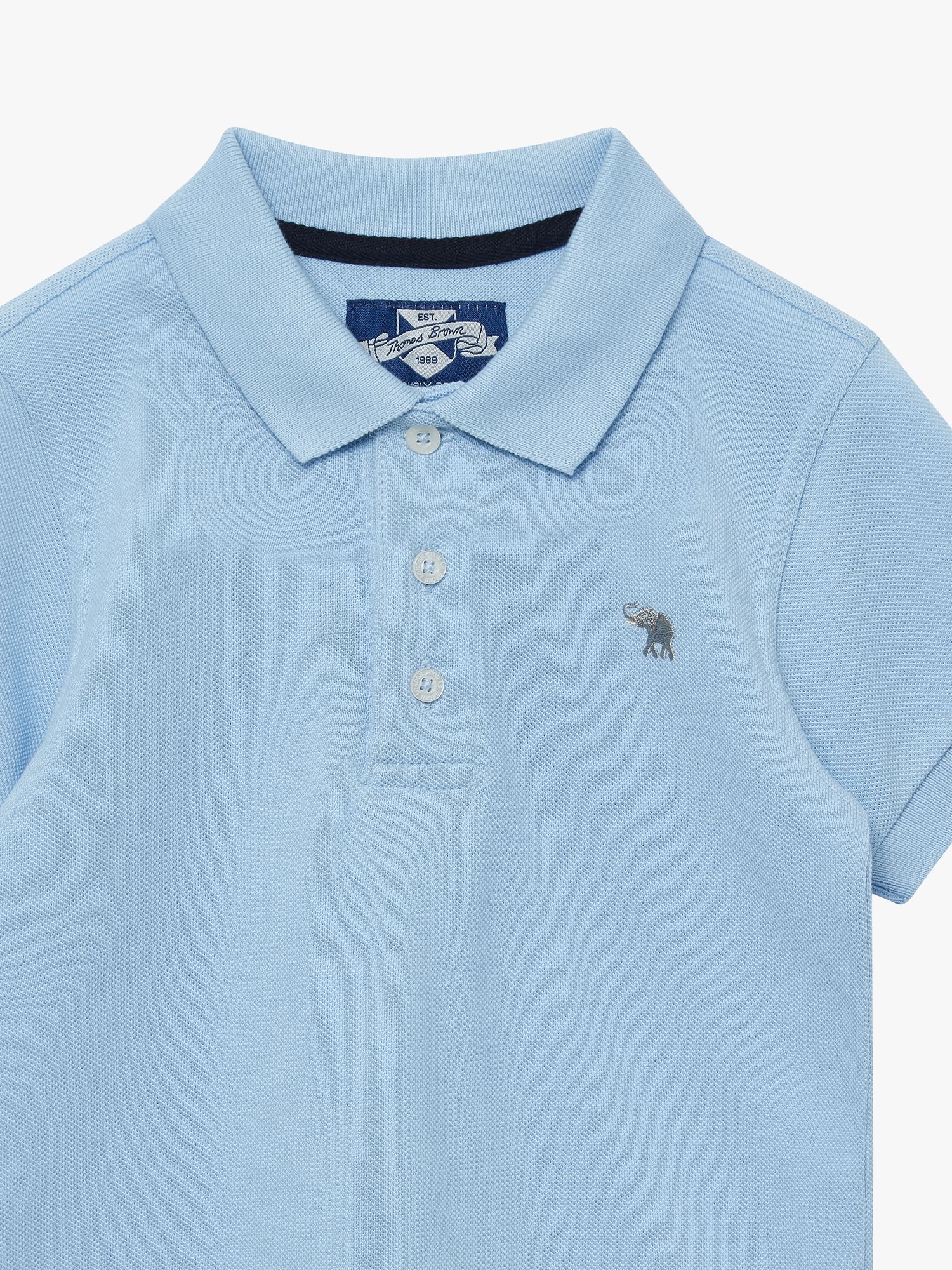 Trotters Kids' Harry Pique Polo Shirt, Pale Blue at John Lewis & Partners