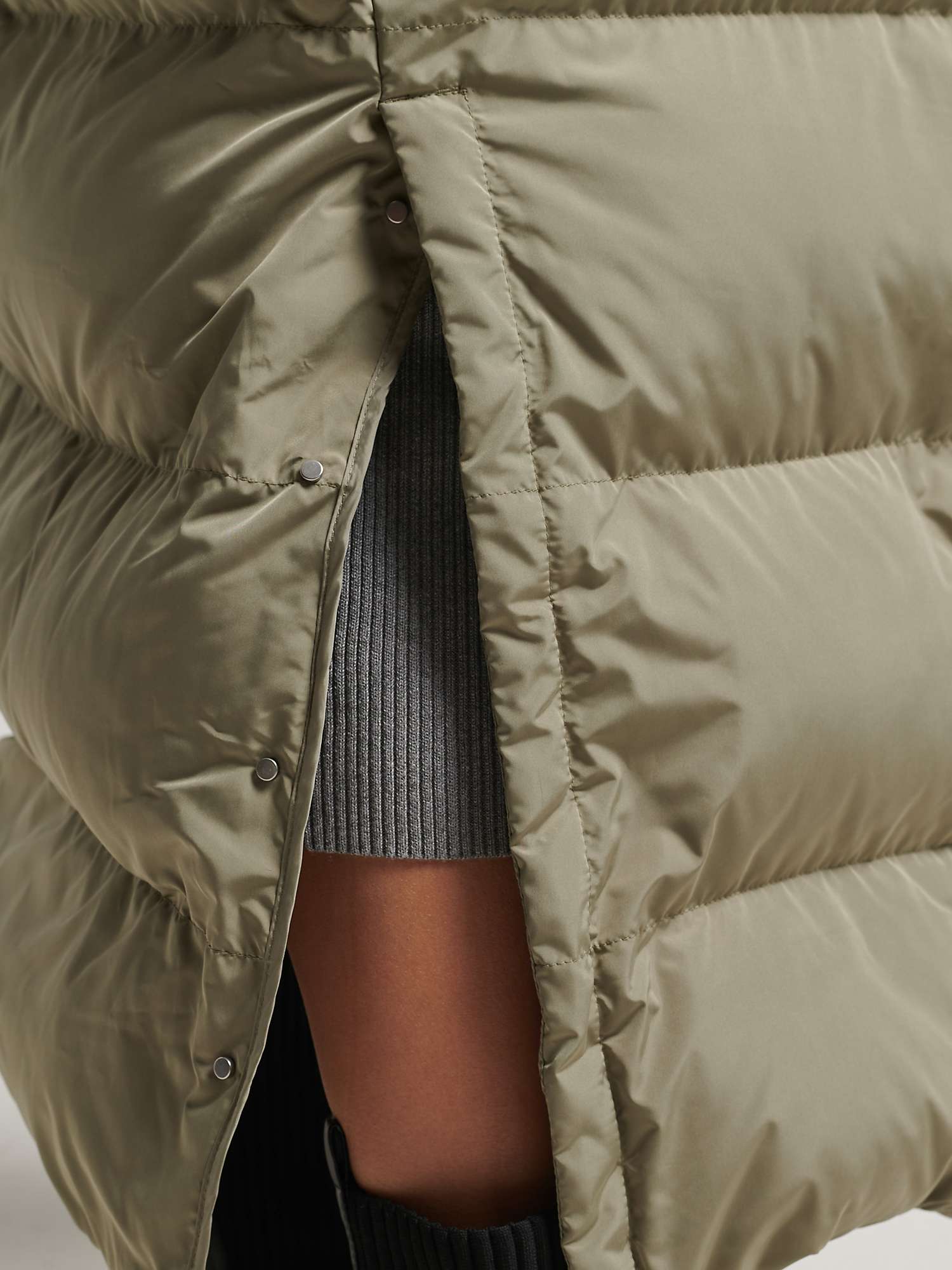 Superdry Hooded Maxi Puffer Coat, Light Khaki at John Lewis & Partners