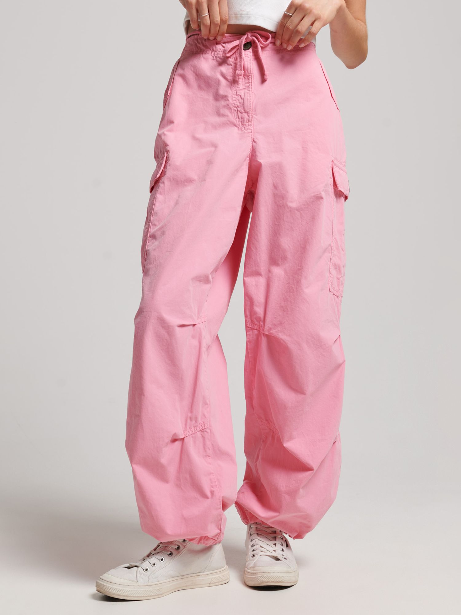Superdry Baggy Parachute Pants, Marne Pink at John Lewis & Partners