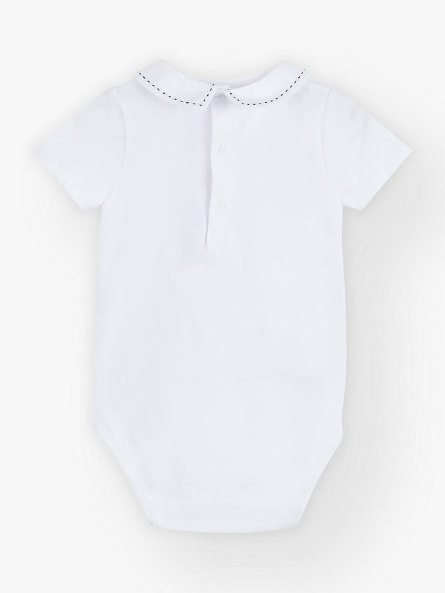 Trotters Baby Monty Stitched Collar Bodysuit, White