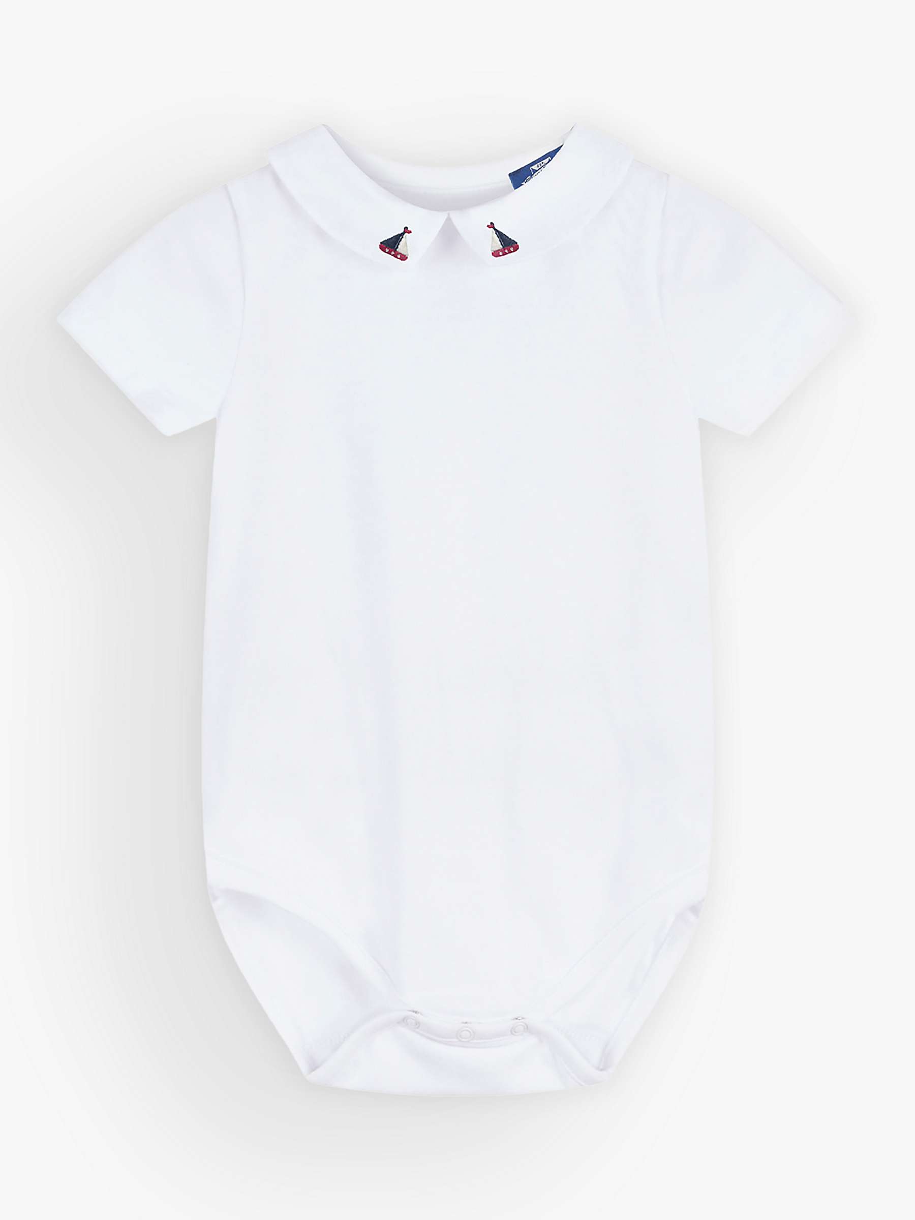 Buy Trotters Baby Monty Sailboat Embroidered Collar Bodysuit, White Online at johnlewis.com