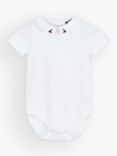 Trotters Baby Monty Sailboat Embroidered Collar Bodysuit, White