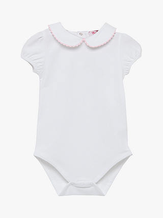 Trotters Baby Fleur Bodysuit, White/Baby Pink