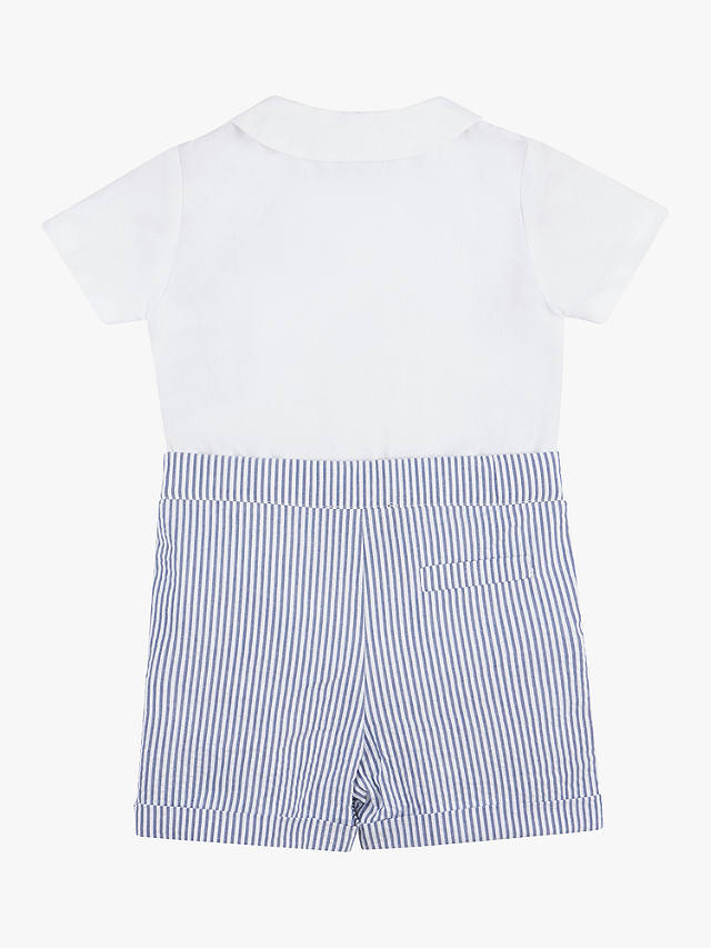 Trotters Baby Rupert Smocked Short Sleeve Shirt & Shorts Set, White/Navy