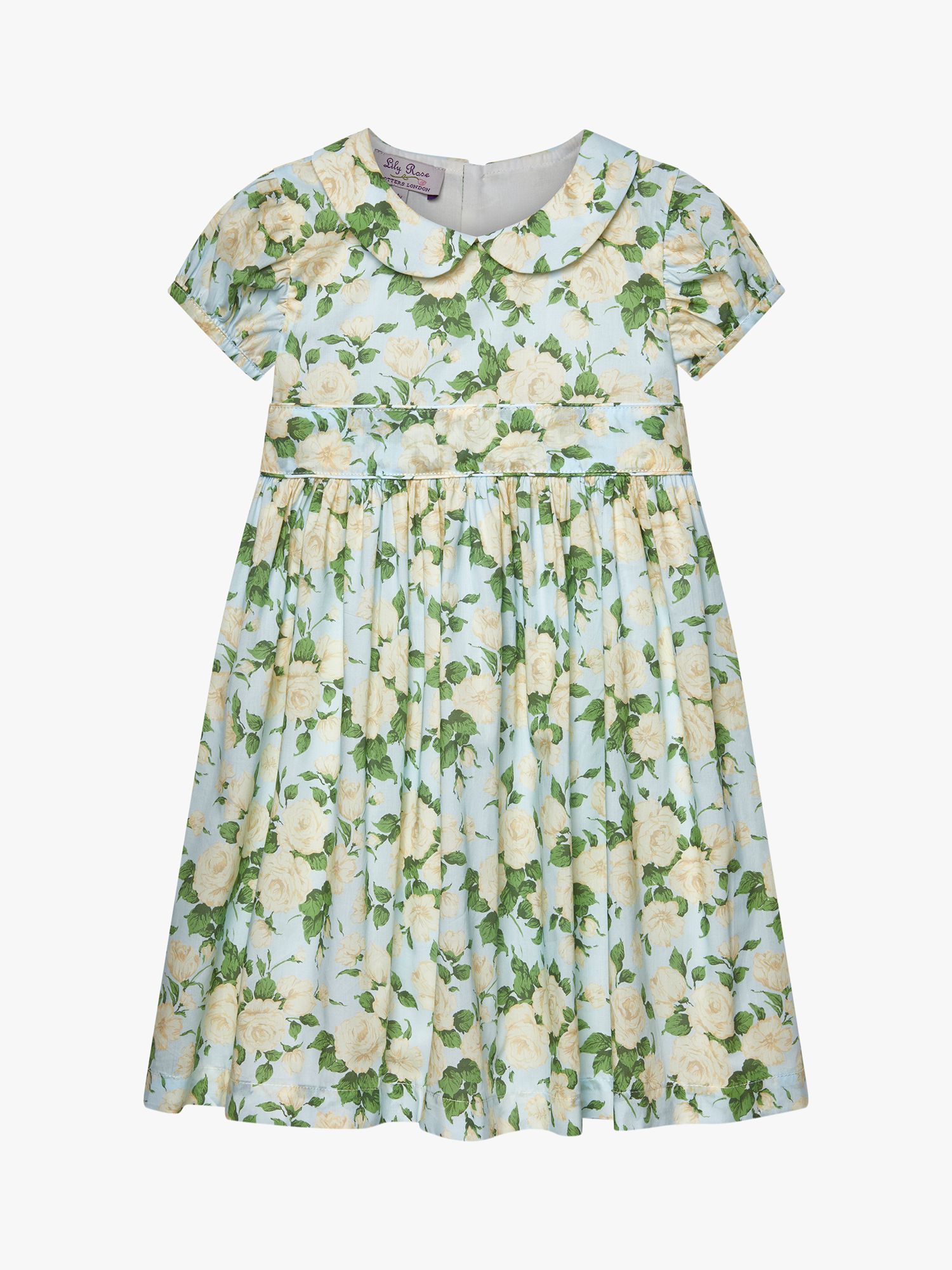 Buy Trotters Kids' Carline Rose Print Dress, Pale Blue Online at johnlewis.com