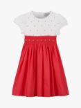 Trotters Kids' Willow Rose Hand Smocked Bodice Dress, Watermelon