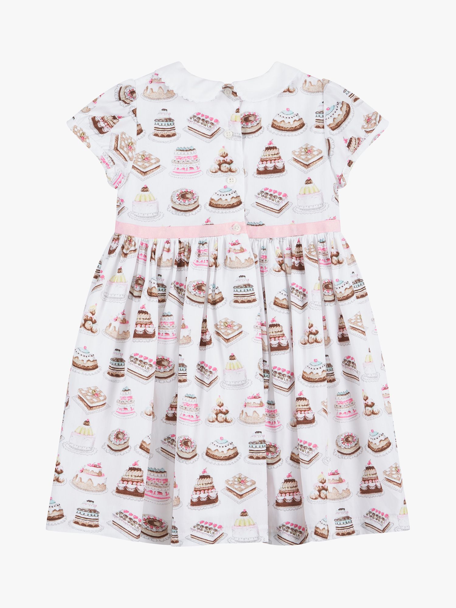 Trotters Kids' Cake Print Party Dress, White, 12 months