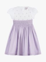 Trotters Kids' Rose Hand-Smocked Dress, Lilac at John Lewis & Partners