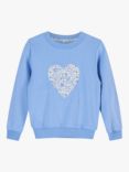 Trotters Kids' Danjo Floral Heart Sweatshirt, Blue