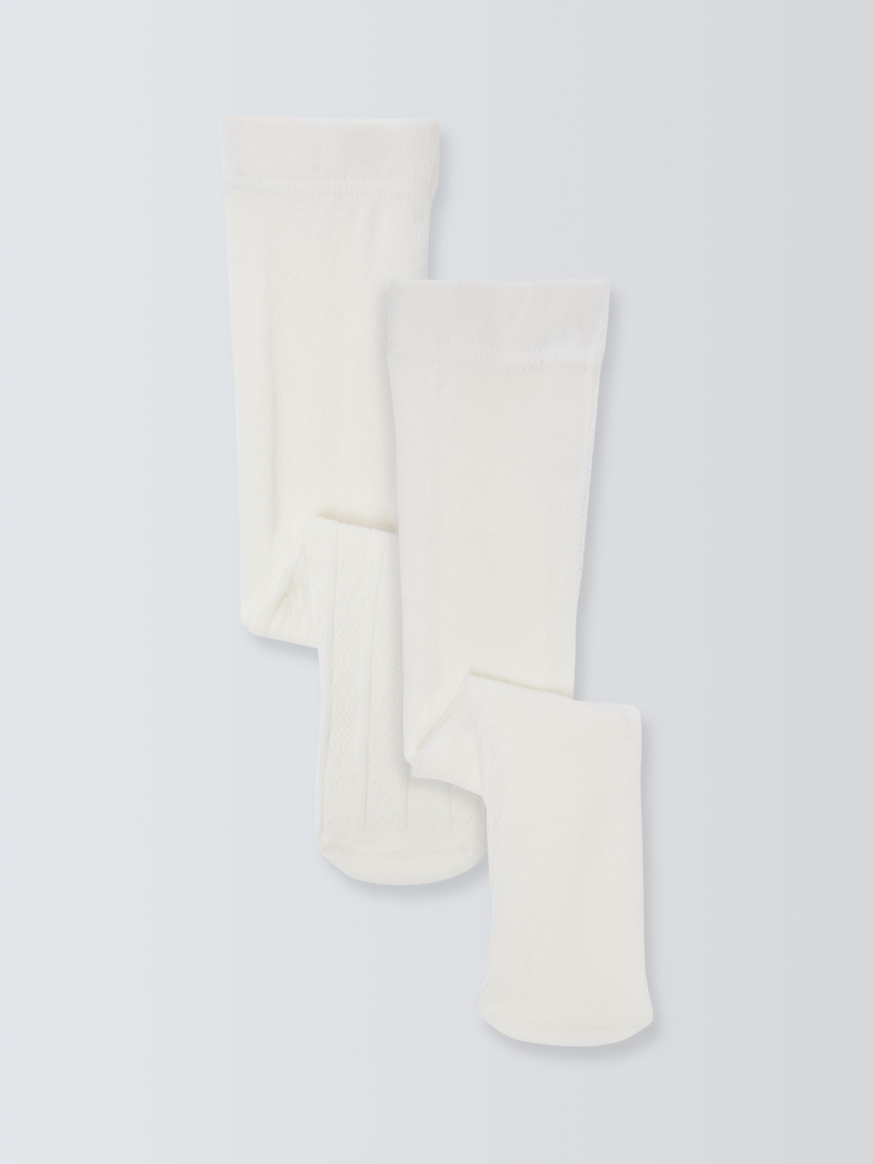 Buy John Lewis Baby Organic Cotton Mix Plain and Cable Knit Tights, Pack of 2, Natural Online at johnlewis.com