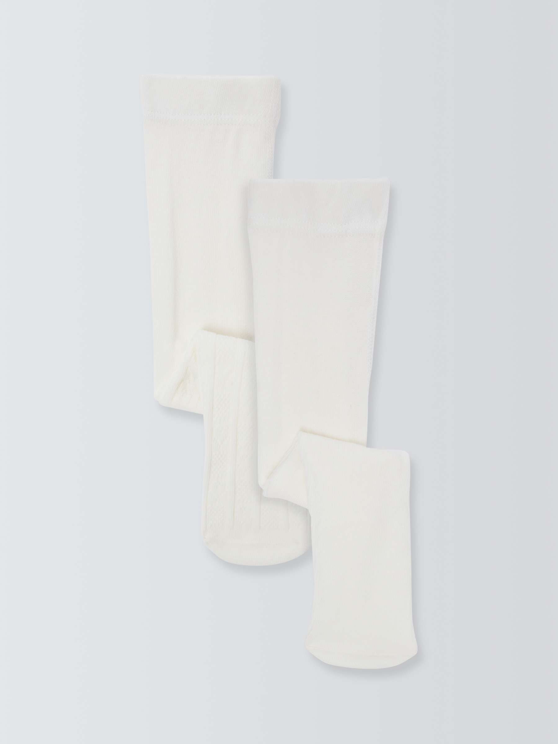 Buy John Lewis Baby Organic Cotton Mix Plain and Cable Knit Tights, Pack of 2, Natural Online at johnlewis.com